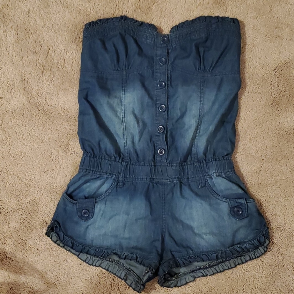 Peace Love World Denim Romper